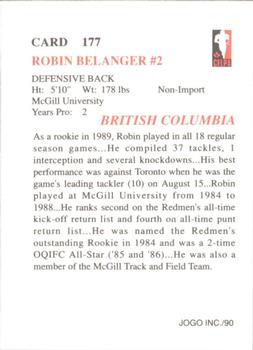 1990 JOGO #177 Robin Belanger Back