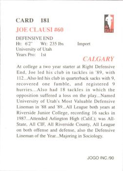 1990 JOGO #181 Joe Clausi Back