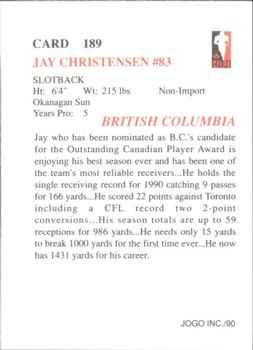 1990 JOGO #189 Jay Christensen Back