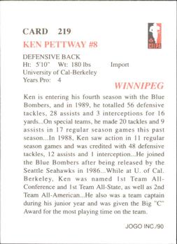 1990 JOGO #219 Ken Pettway Back