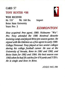 1989 JOGO #57 Tony Hunter Back