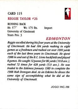 1989 JOGO #115 Reggie Taylor Back