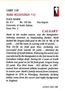 1989 JOGO #118 Mark McLoughlin Back