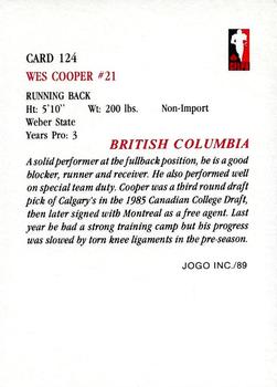 1989 JOGO #124 Wes Cooper Back
