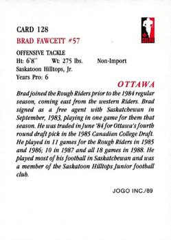 1989 JOGO #128 Brad Fawcett Back