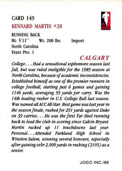 1989 JOGO #149 Kennard Martin Back