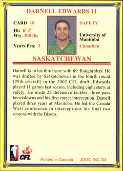 2004 JOGO #18 Darnell Edwards Back