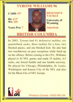 2004 JOGO #157 Tyrone Williams Back