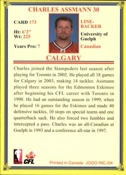 2004 JOGO #173 Charles Assmann Back