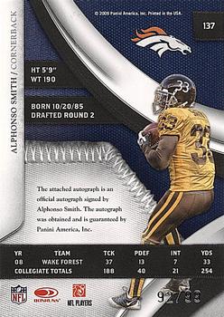 2009 Playoff National Treasures #137 Alphonso Smith Back