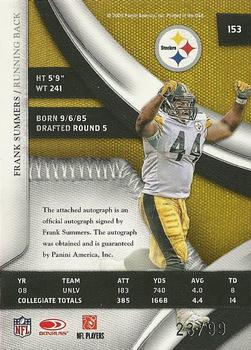 2009 Playoff National Treasures #153 Frank Summers Back