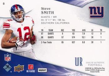2009 SP Authentic #8 Steve Smith Back