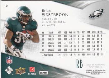 2009 SP Authentic #10 Brian Westbrook Back