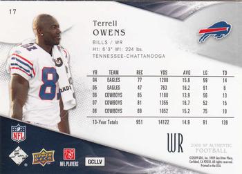 2009 SP Authentic #17 Terrell Owens Back