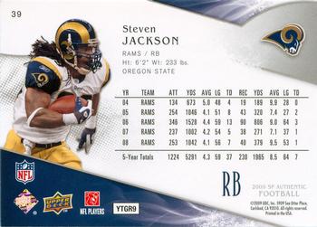 2009 SP Authentic #39 Steven Jackson Back
