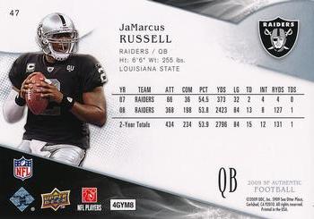 2009 SP Authentic #47 JaMarcus Russell Back