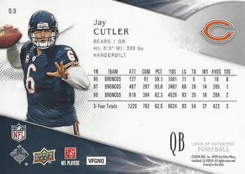 2009 SP Authentic #53 Jay Cutler Back