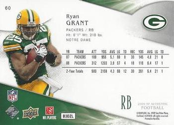 2009 SP Authentic #60 Ryan Grant Back