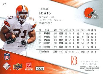 2009 SP Authentic #72 Jamal Lewis Back