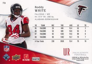 2009 SP Authentic #79 Roddy White Back