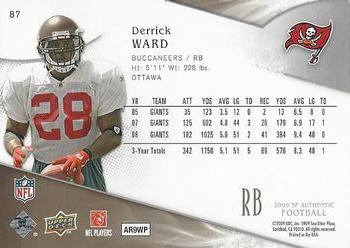 2009 SP Authentic #87 Derrick Ward Back
