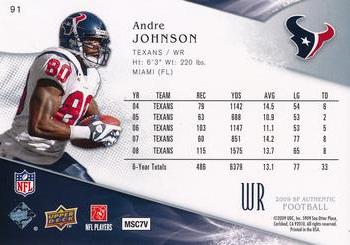 2009 SP Authentic #91 Andre Johnson Back