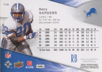 2009 SP Authentic #114 Barry Sanders Back