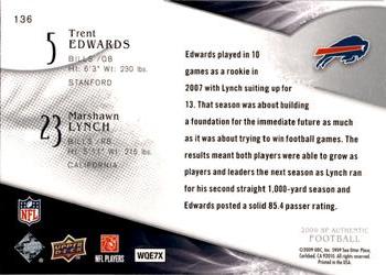 2009 SP Authentic #136 Marshawn Lynch / Trent Edwards Back