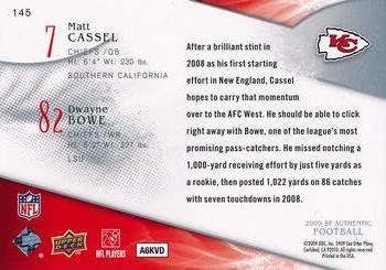 2009 SP Authentic #145 Dwayne Bowe / Matt Cassel Back