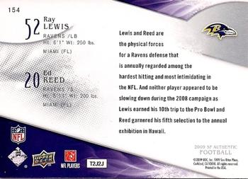 2009 SP Authentic #154 Ed Reed / Ray Lewis Back