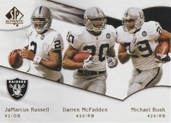 2009 SP Authentic #180 JaMarcus Russell / Michael Bush / Darren McFadden Front