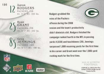 2009 SP Authentic #186 Ryan Grant / Aaron Rodgers / Greg Jennings Back
