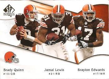 2009 SP Authentic #190 Jamal Lewis / Braylon Edwards / Brady Quinn Front