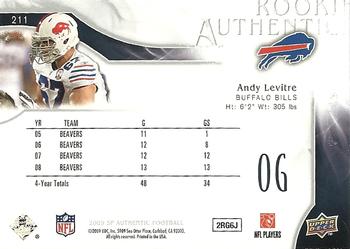 2009 SP Authentic #211 Andy Levitre Back