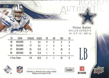 2009 SP Authentic #229 Victor Butler Back