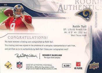 2009 SP Authentic #320 Keith Null Back