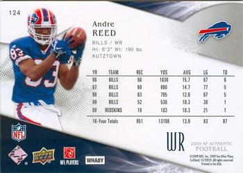 2009 SP Authentic #124 Andre Reed Back