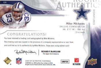 2009 SP Authentic #326 Mike Mickens Back