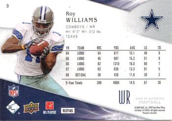 2009 SP Authentic #3 Roy Williams Back