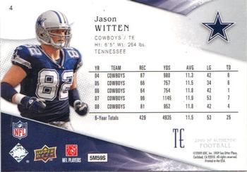 2009 SP Authentic #4 Jason Witten Back