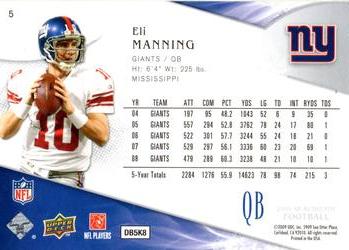 2009 SP Authentic #5 Eli Manning Back