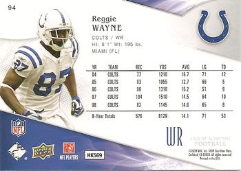 2009 SP Authentic #94 Reggie Wayne Back