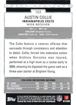 2009 Topps Platinum #153 Austin Collie Back