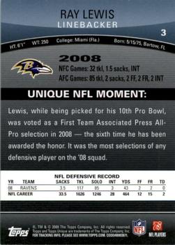 2009 Topps Unique #3 Ray Lewis Back