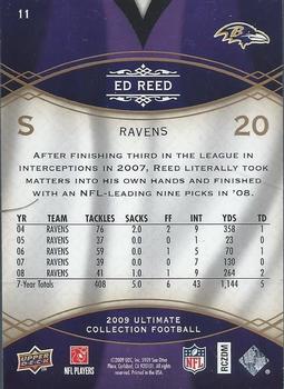 2009 Upper Deck Ultimate Collection #11 Ed Reed Back