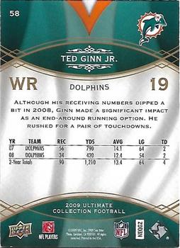 2009 Upper Deck Ultimate Collection #58 Ted Ginn Jr. Back