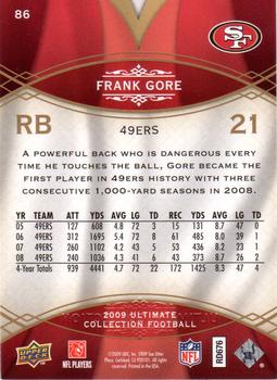 2009 Upper Deck Ultimate Collection #86 Frank Gore Back