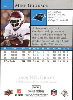 2009 Upper Deck Rookie Exclusives #29 Mike Goodson Back