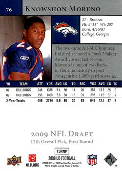 2009 Upper Deck Rookie Exclusives #76 Knowshon Moreno Back
