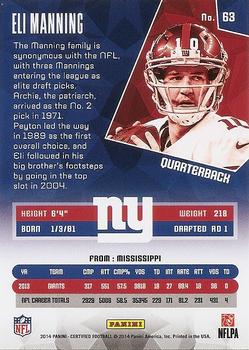 2014 Panini Certified - Camo Red #63 Eli Manning Back